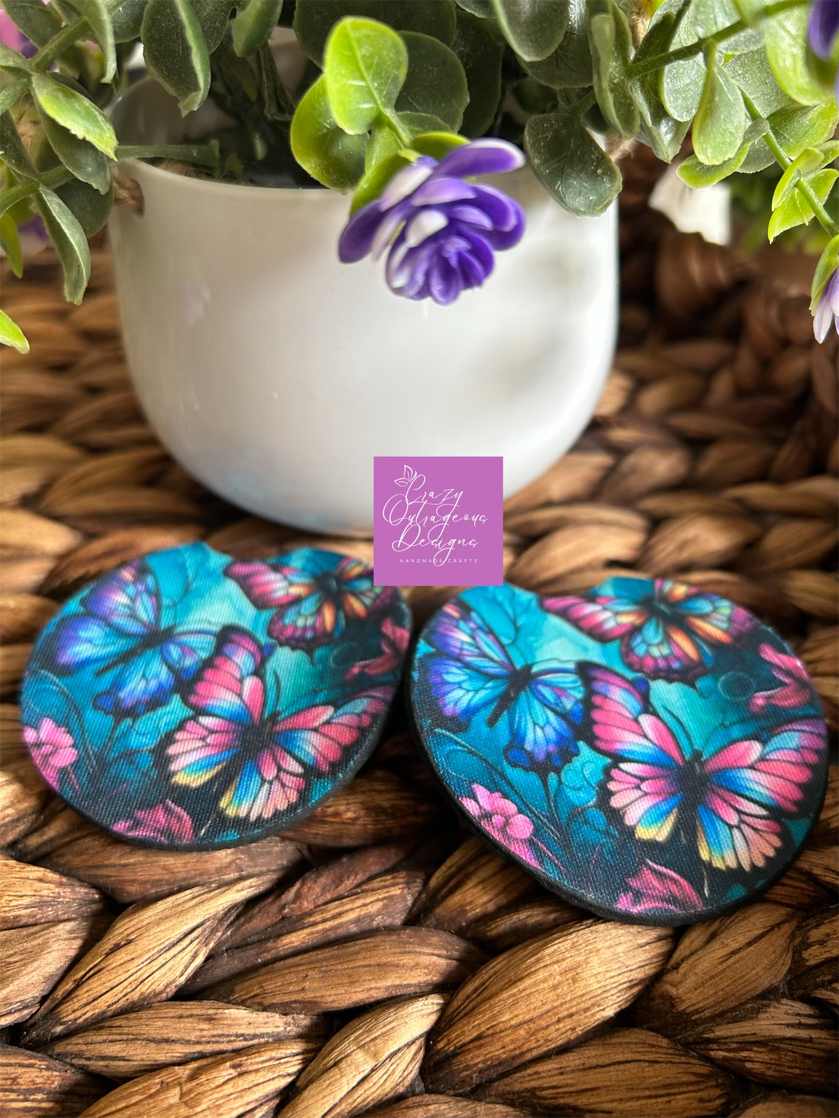 Car Coasters-Animal:Butterflies