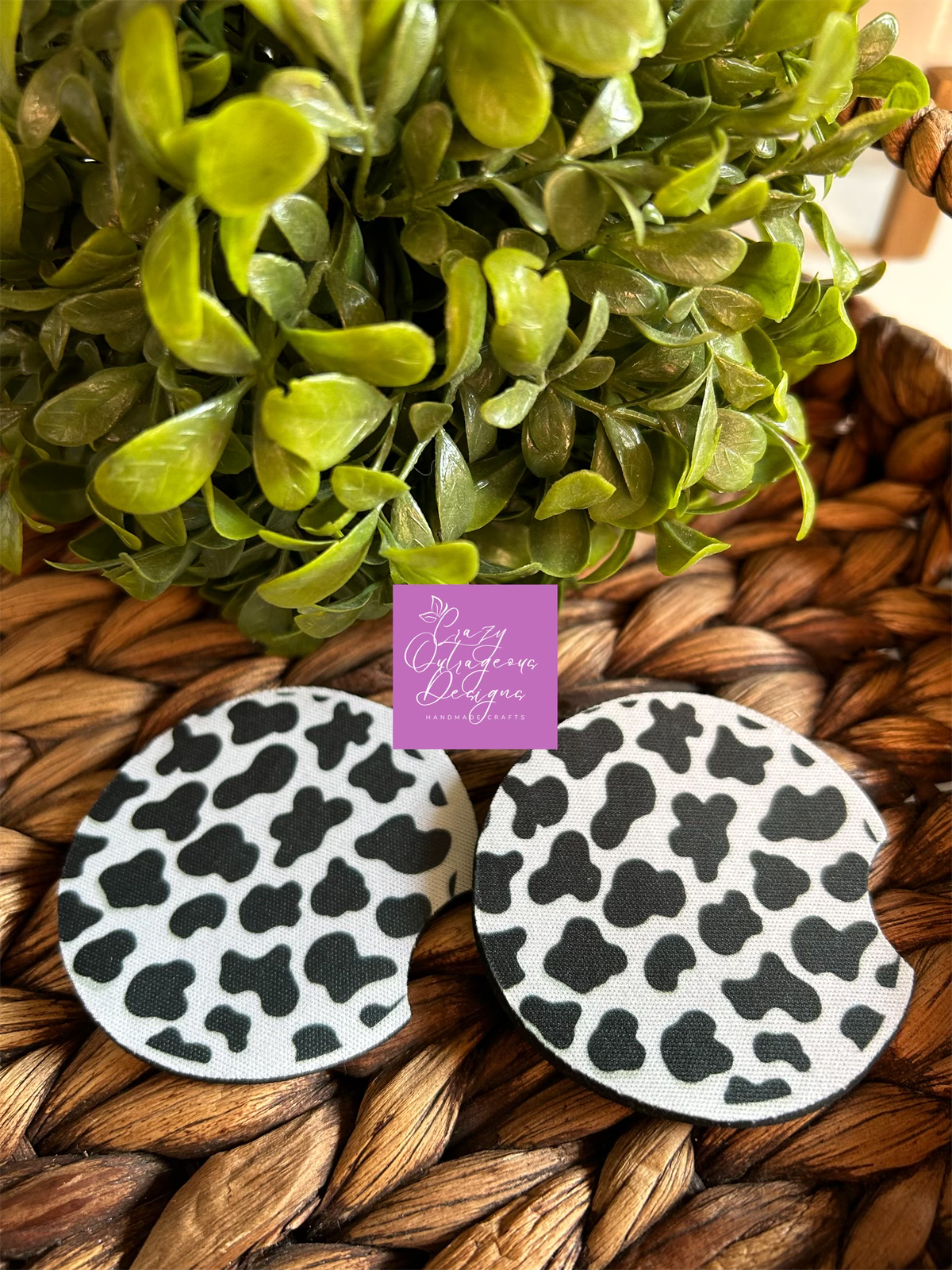 Car Coasters-Cow Print