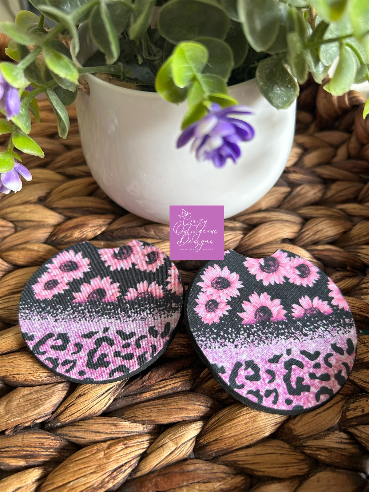 Car Coasters-Flower:Floral Sunflower
