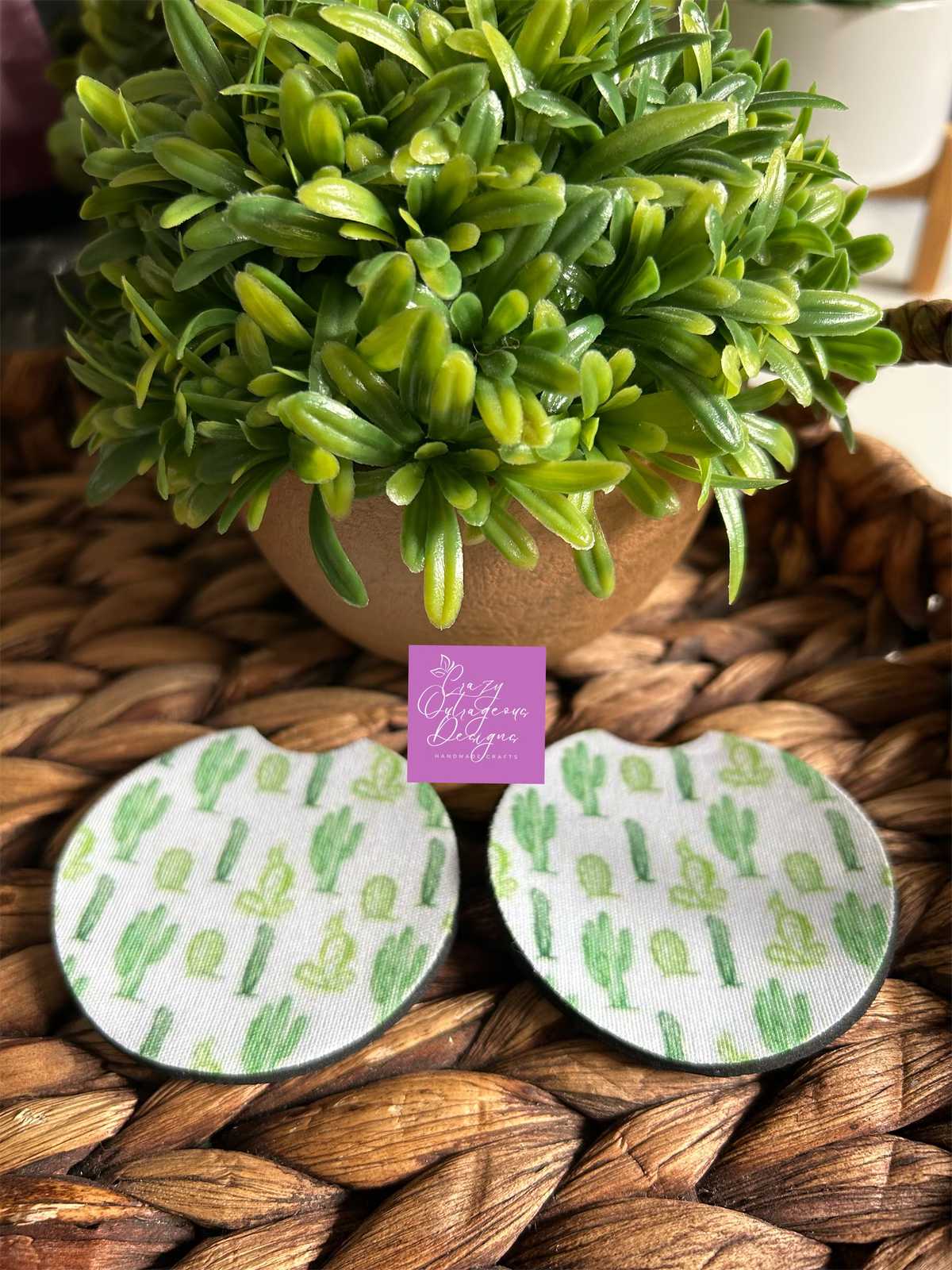 Car Coasters-Flower:Cactus