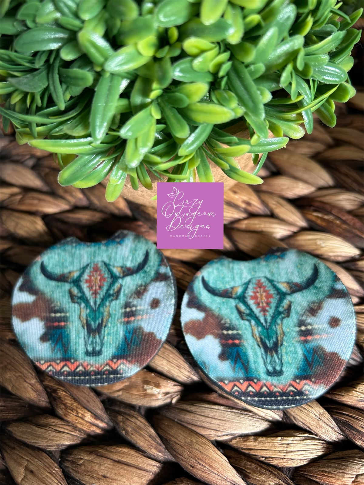 Car Coasters-Skull:Western Skull