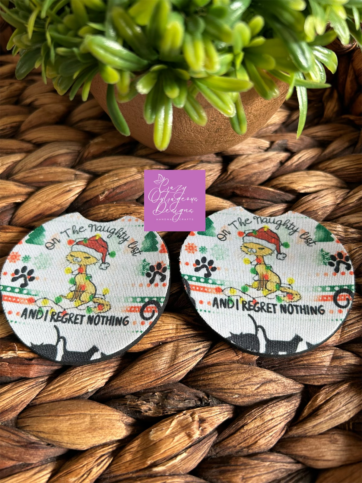 Car Coasters-Christmas Cat