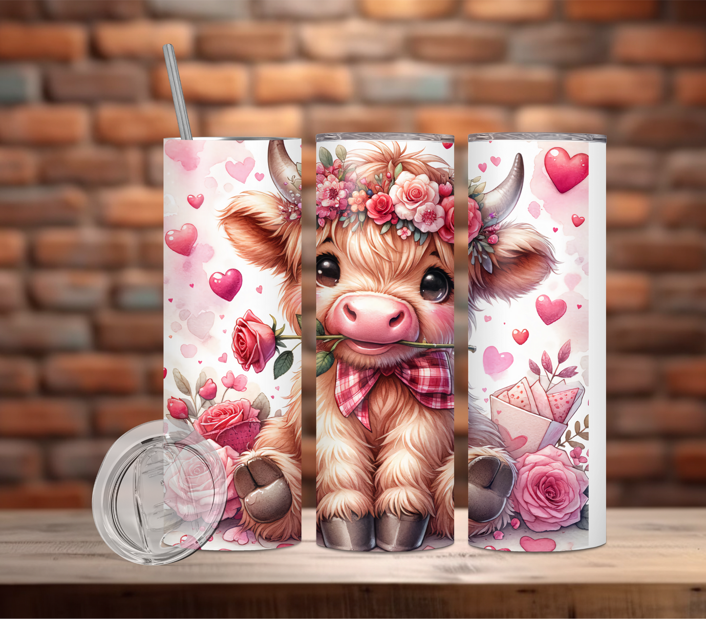 Tumbler-Highland Cow Rose