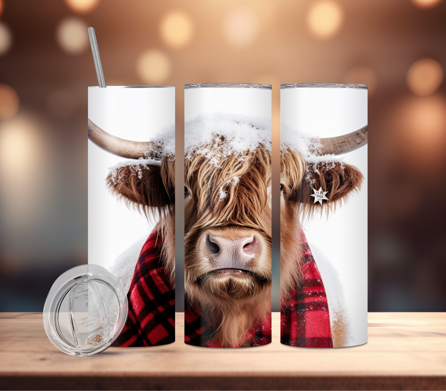Tumbler-Highland Cow w/ Snow