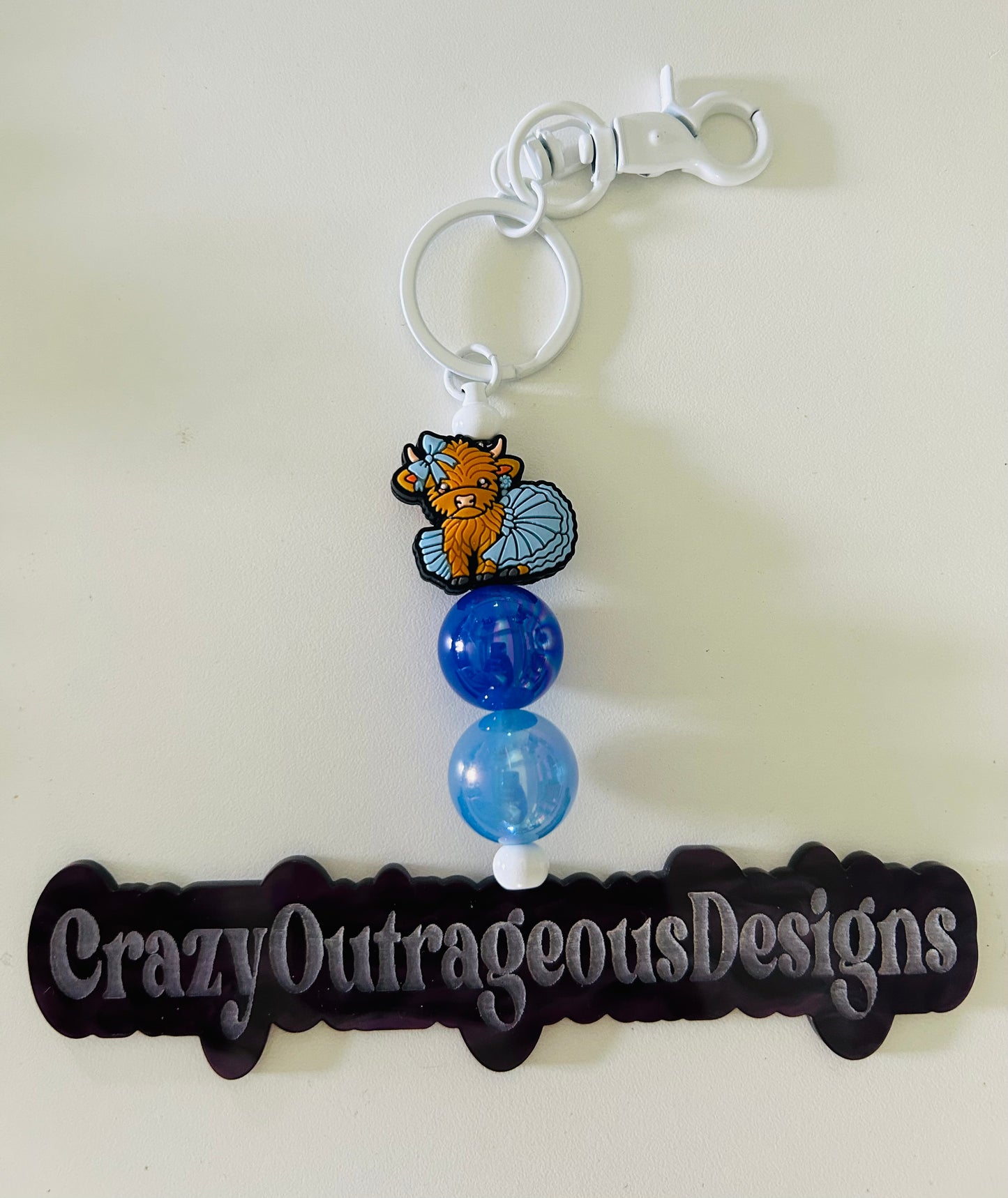 Keychain-Focal Cow Cheerleader