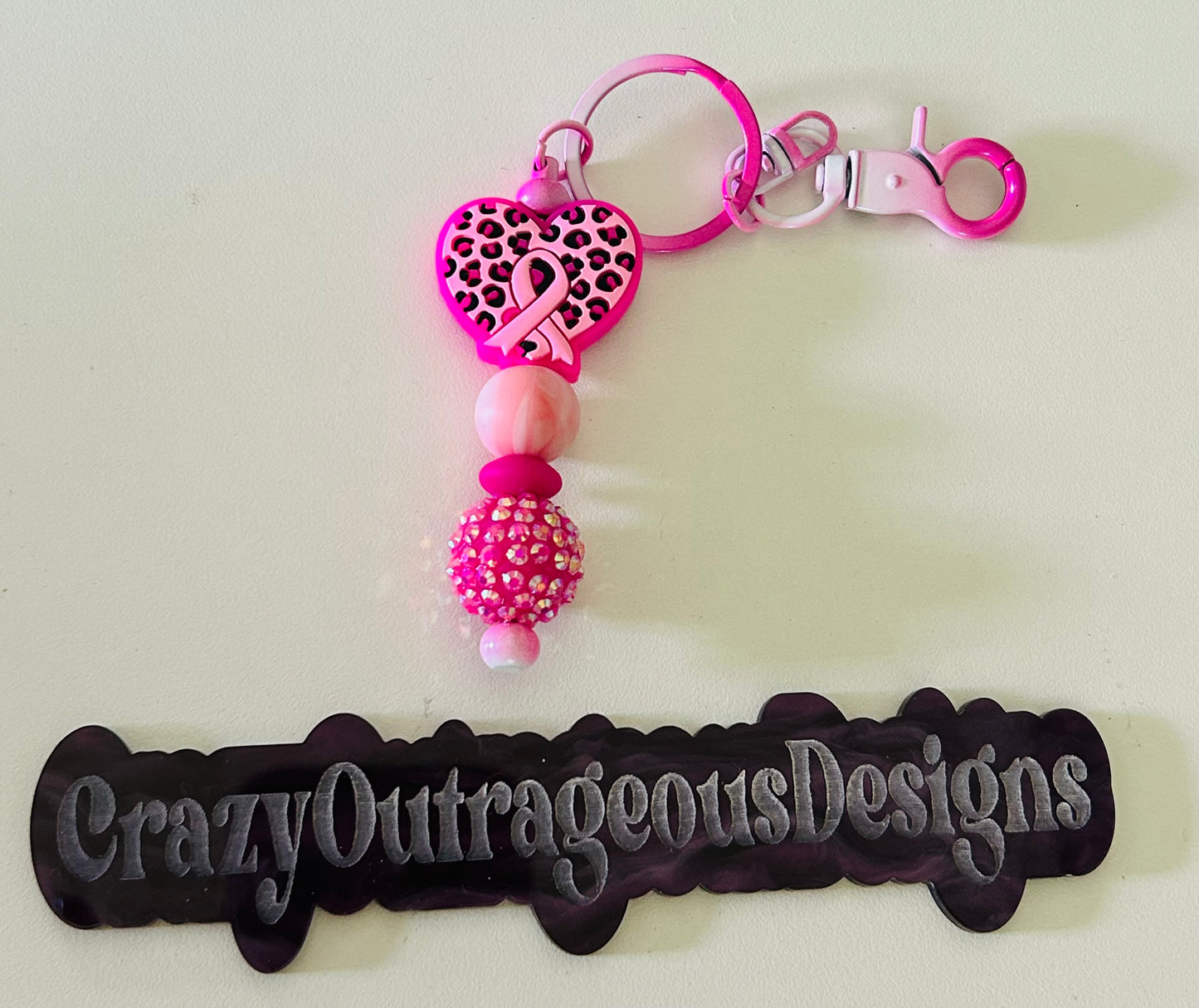 Keychain-Focal Heart Breast Cancer Awareness