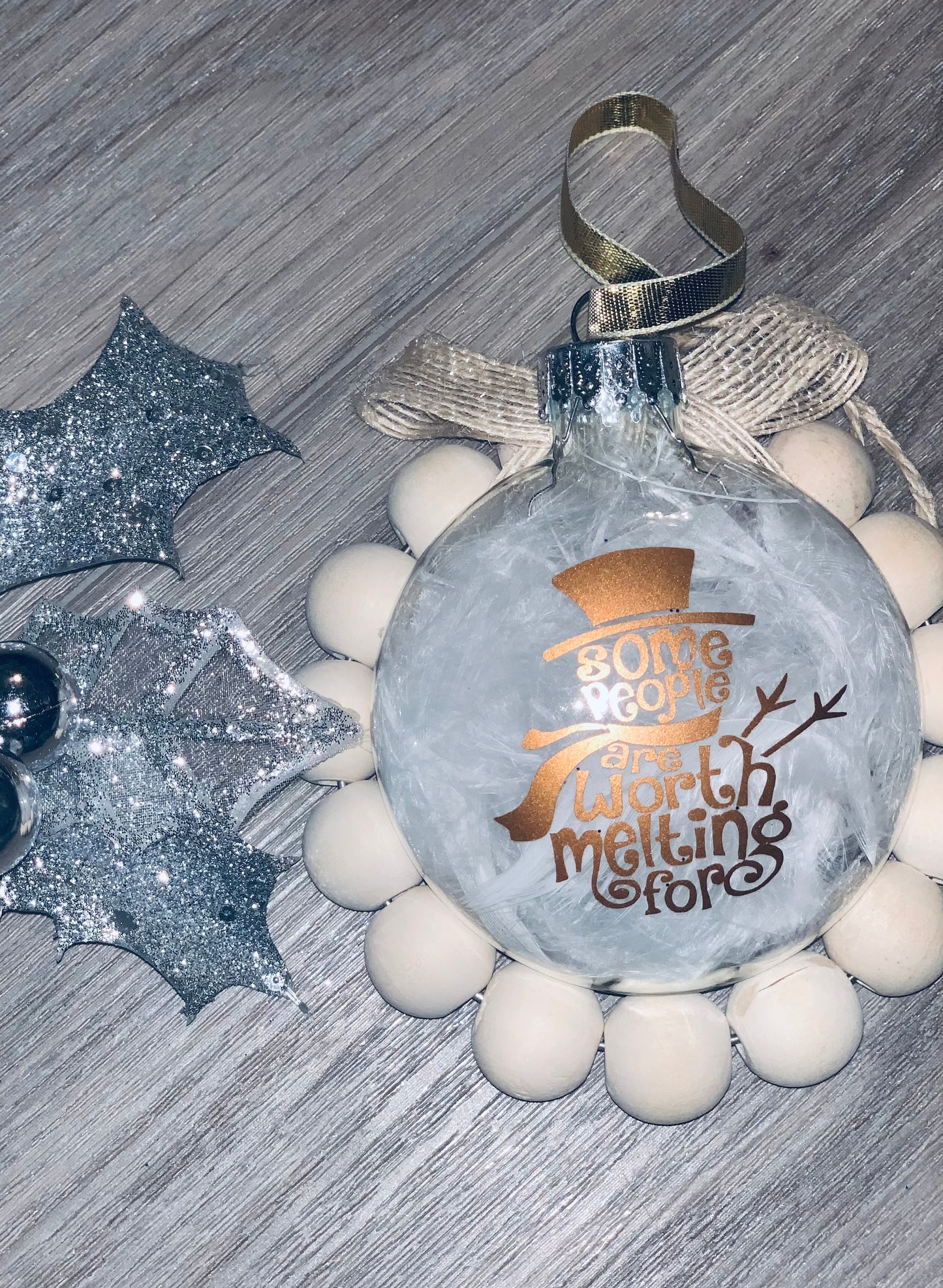 Ornament-Christmas:Glitter, Snowy, Jingle Glass Ornaments