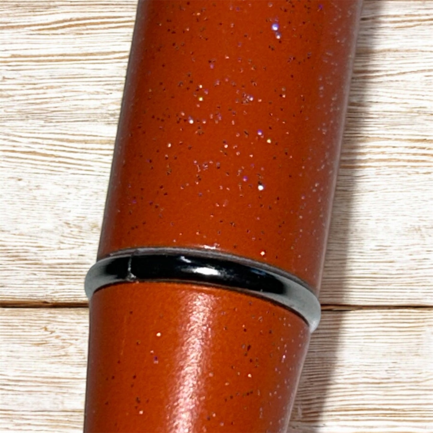 #3  Orange Glitter- Plastic Solid Pen Blank