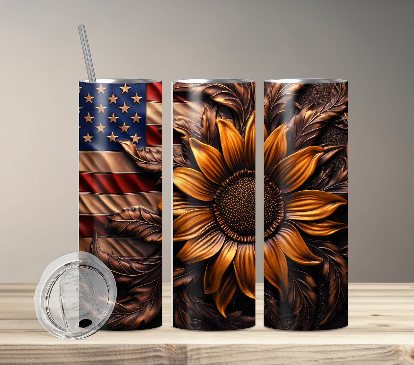 Tumbler-Flower SunflowerFlag 3D