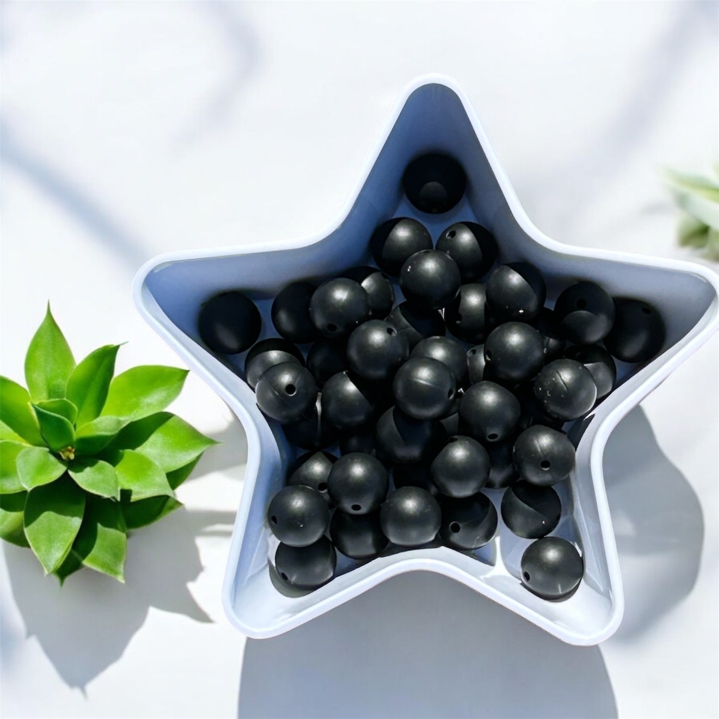 BULK BAGS - 15 MM Solid Color Silicone Bead- Black