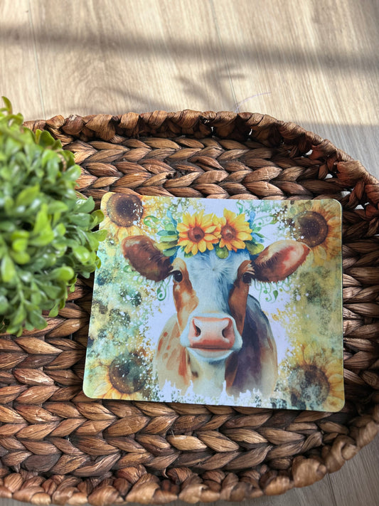 Mouse Pads-Cow:Sunflower Cow