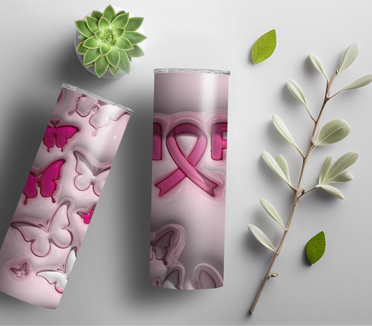 Tumbler-Breast Cancer Awareness-Hope w/ Butterfiles