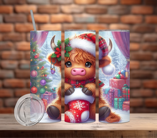 Tumbler-Highland Cow Christmas