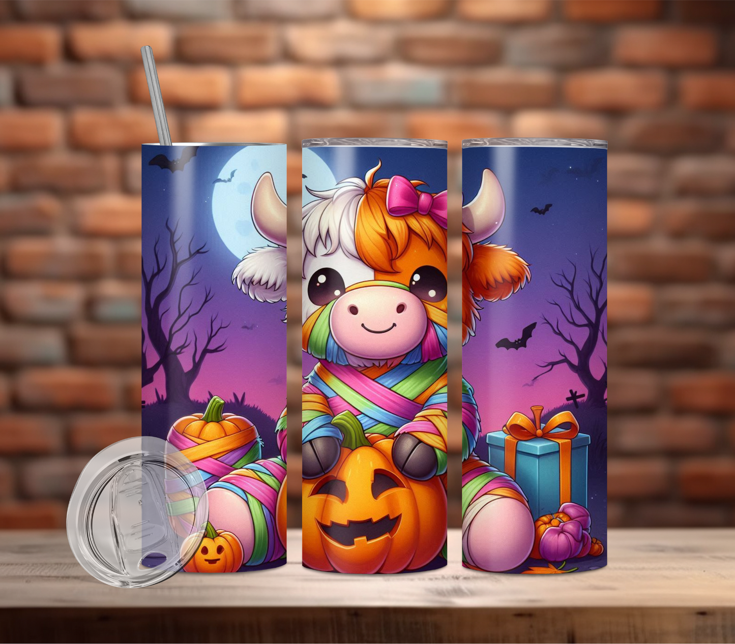 Tumbler-Highland Cow Colorful