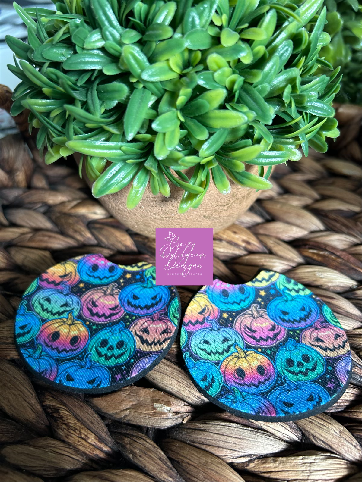 Car Coasters-Halloween:Colorful Pumpkins