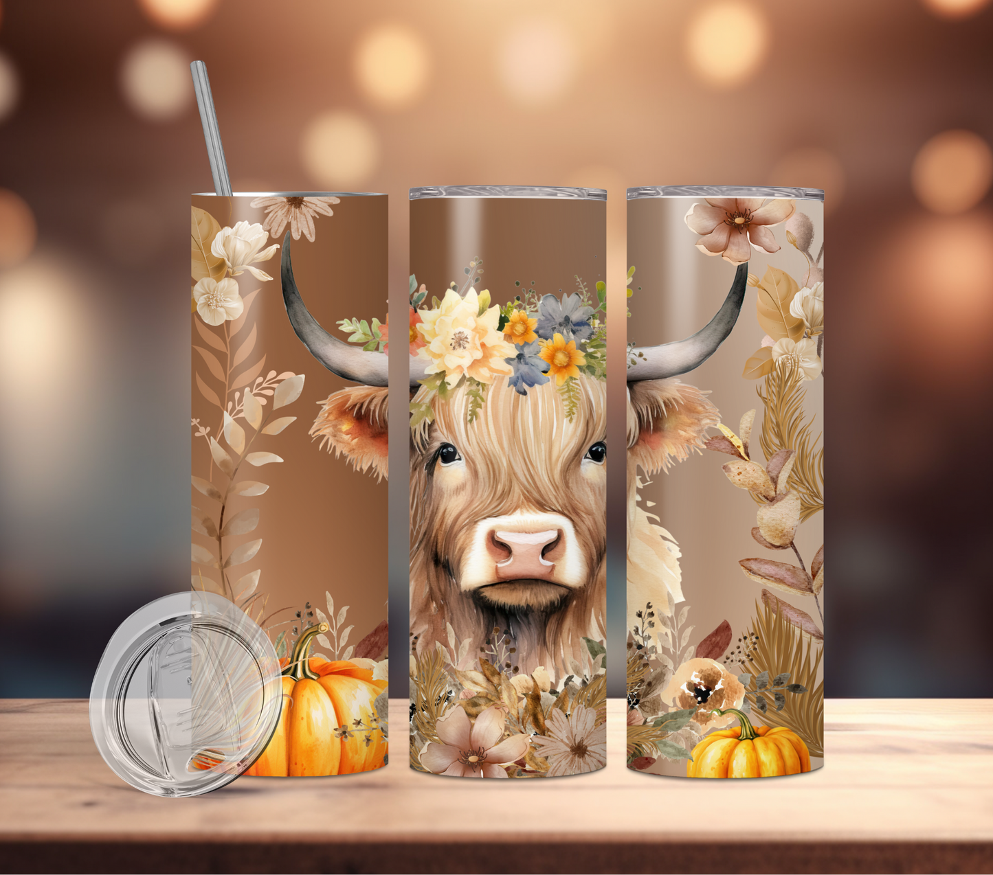 Tumbler-Cow-Fall Highland Cow