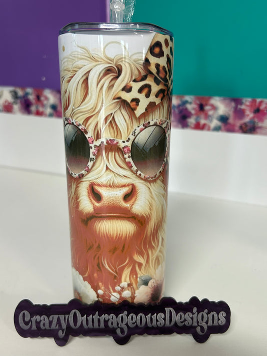 Oopsy Tumbler-Highland Cow with Leopard