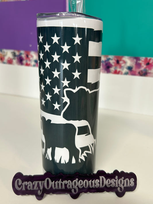 Oopsy Tumbler-Cows with Flag