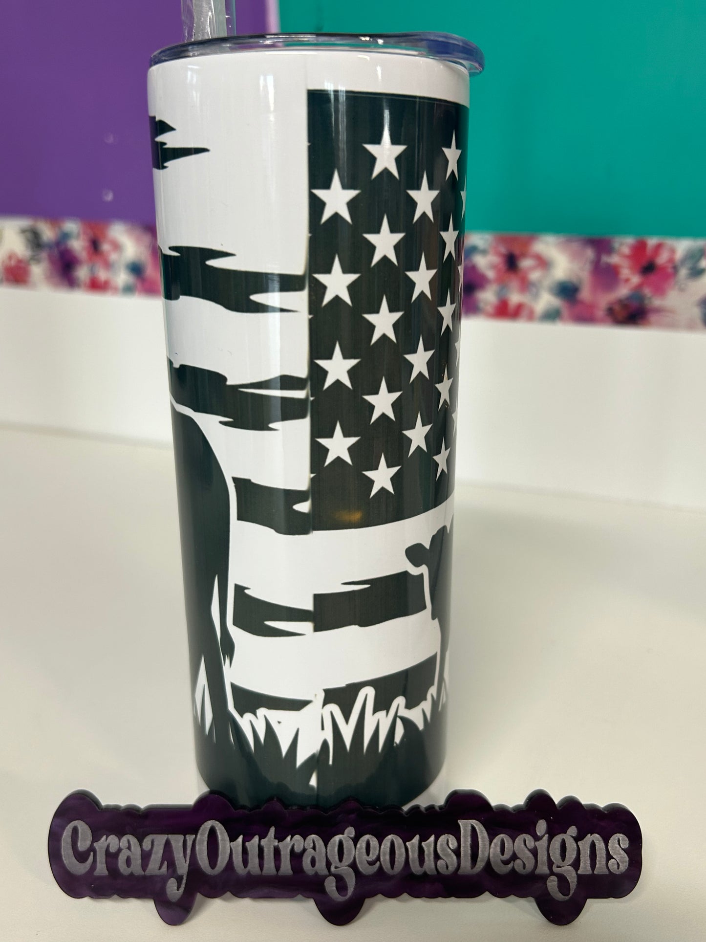 Oopsy Tumbler-Cows with Flag
