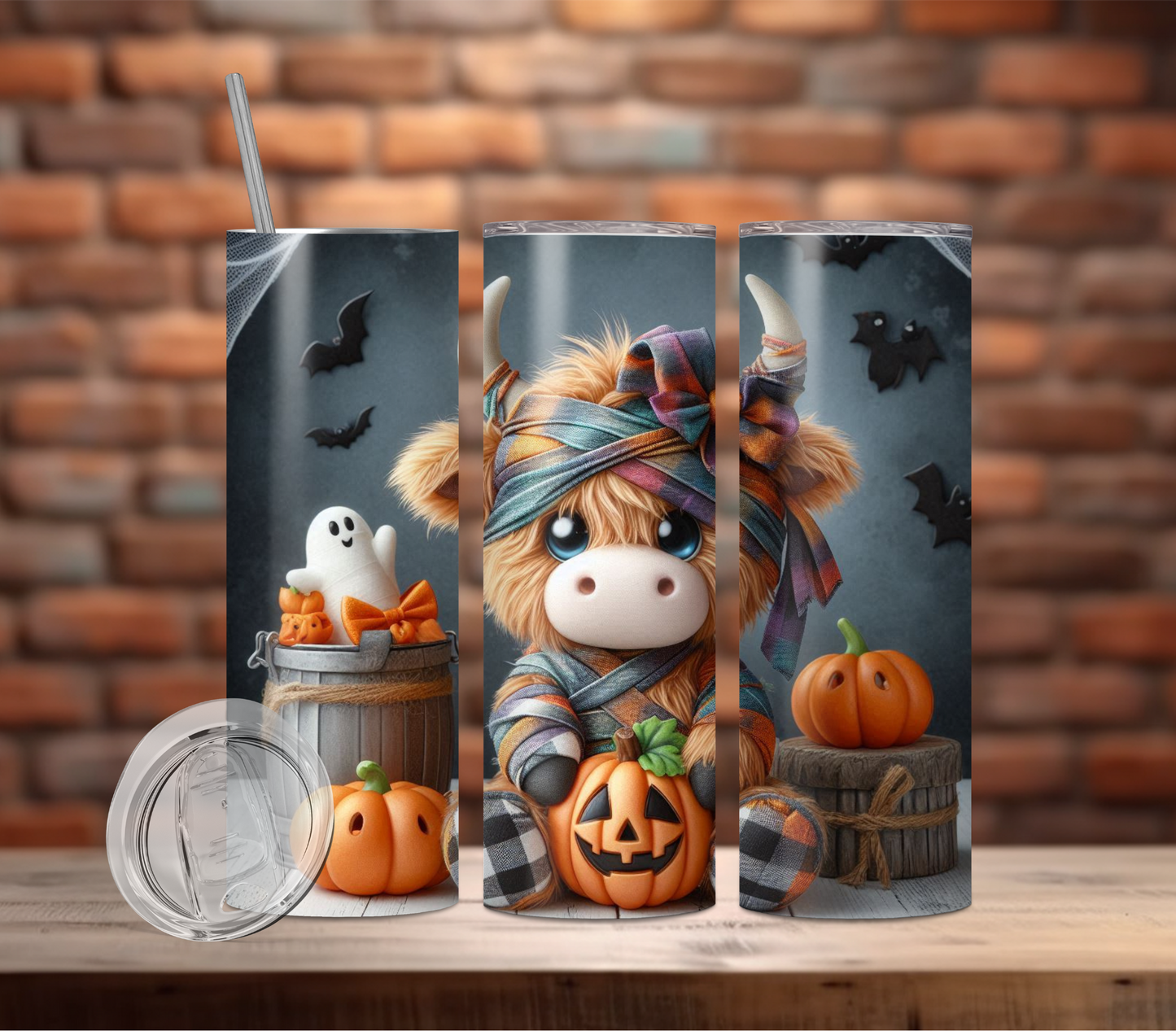 Tumbler-Highland Cow Halloween Mummy