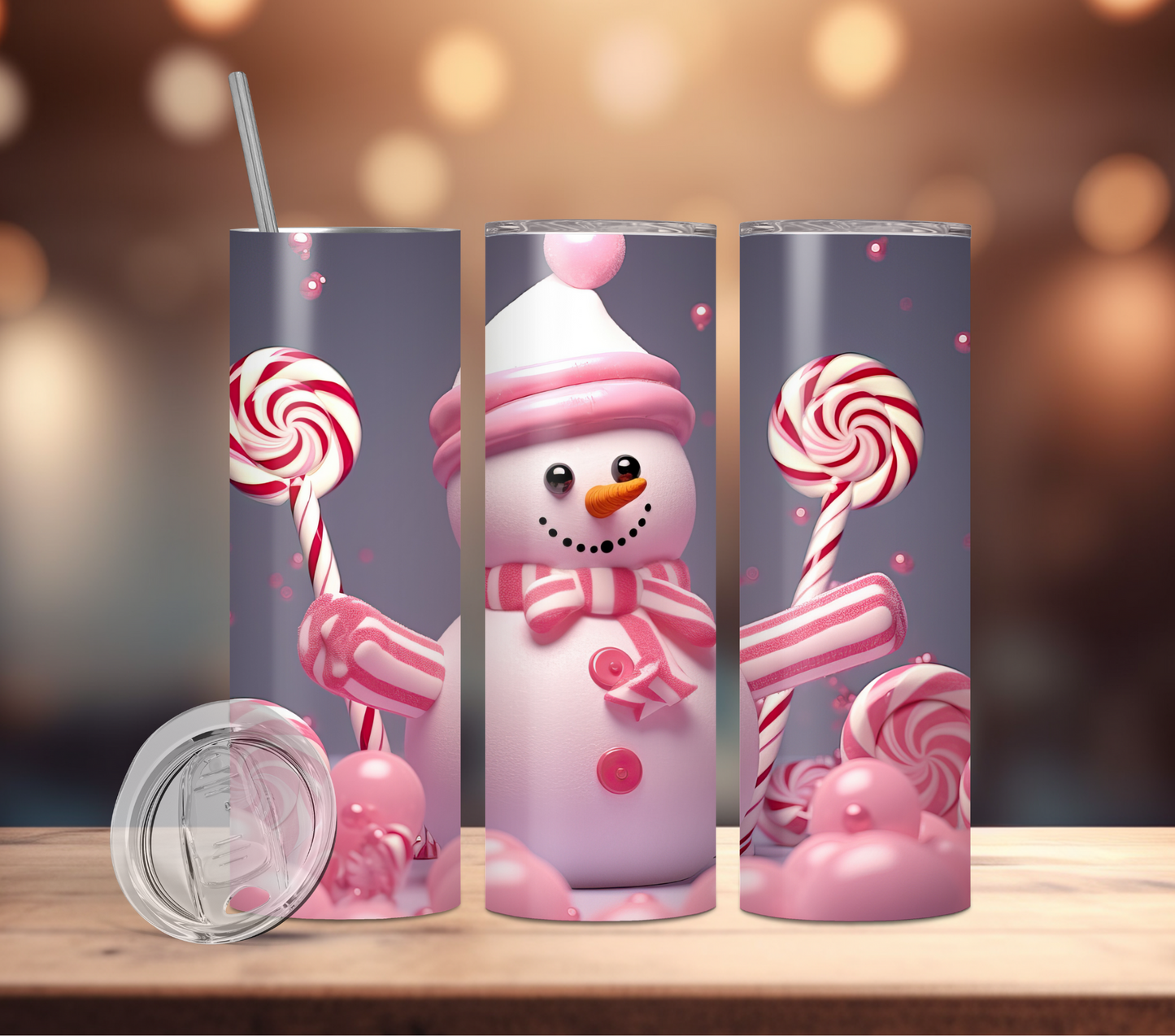 Tumbler-Pink Snowman