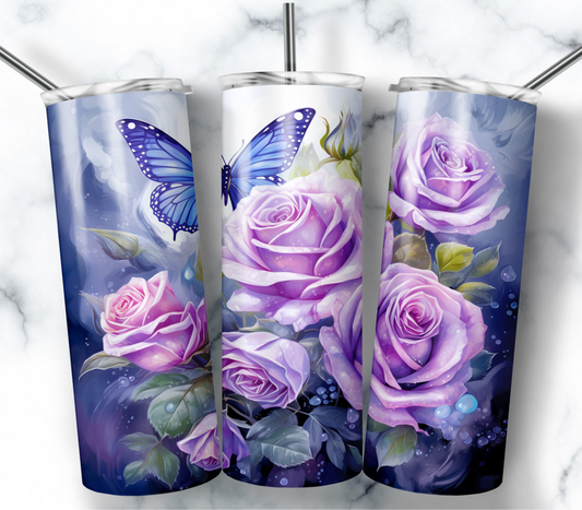 Tumbler-Roses with Butterfly
