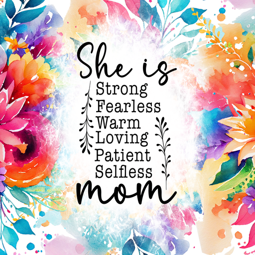 Tumbler-Mom:Floral Mom-She is Strong