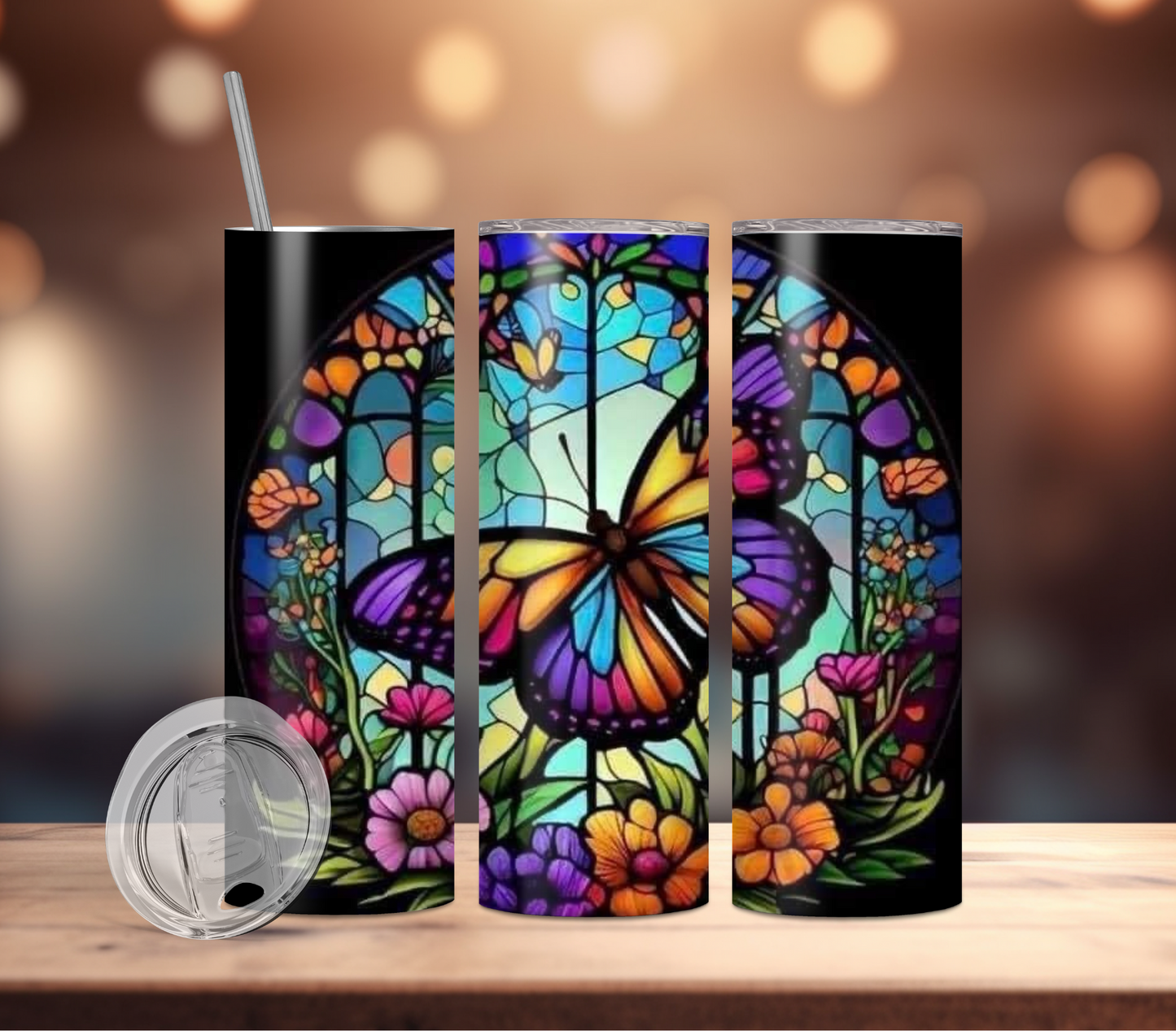 Tumbler-Butterfly Stainglass